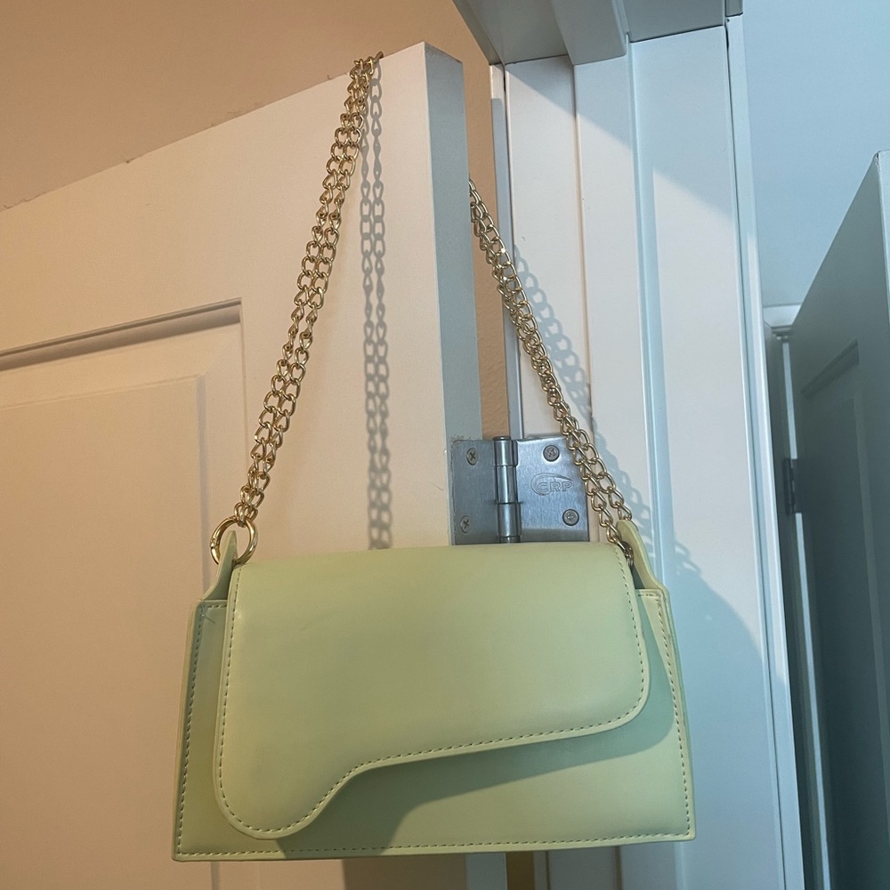 Gold Chain Lime-green Purse